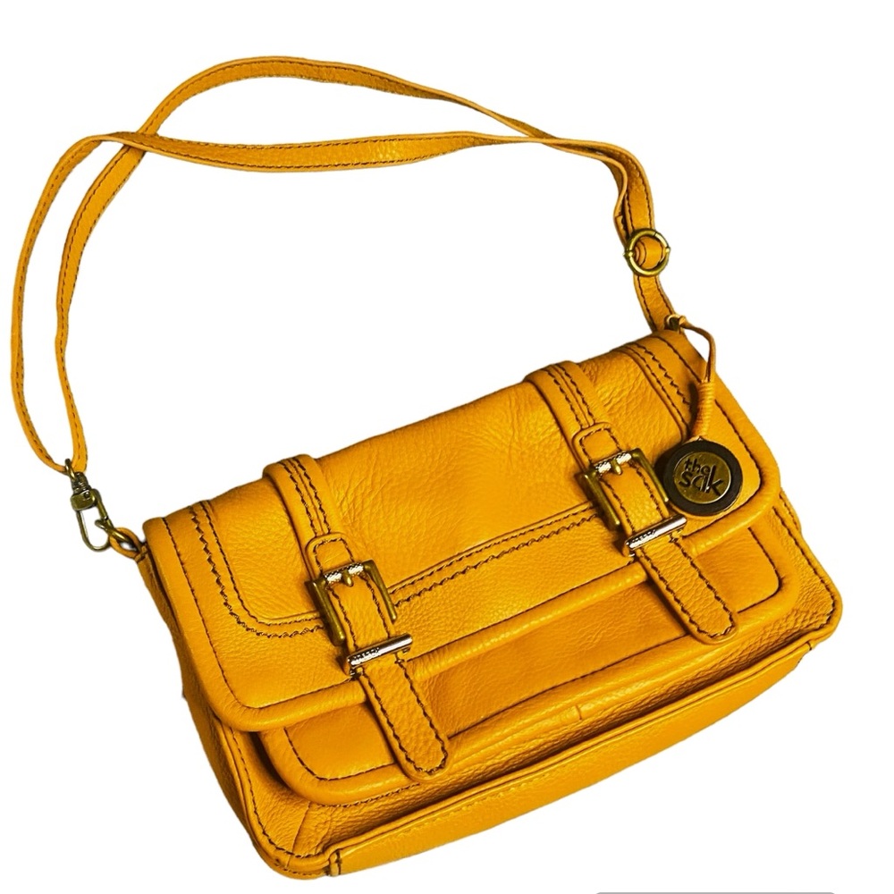 The Sakroots  Small Leather Crossbody Purse Sunlight  Yellow